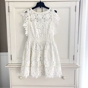 White Lace A-Line Sundress with Flutter Sleeves